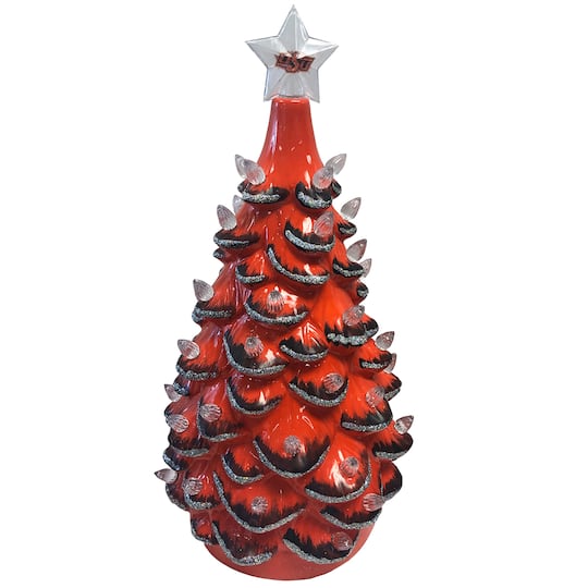 Santa's Workshop 14" NCAA College Team Ceramic LED Christmas Tree By Santasworkshop in Oklahoma State University | 7" x 7" x 14" | Michaels®